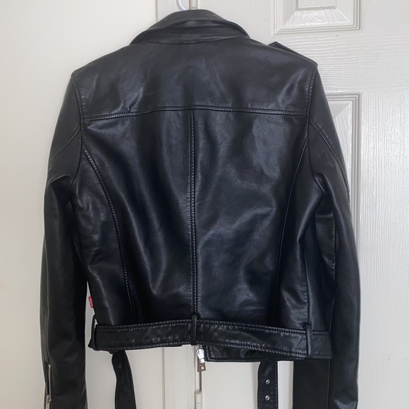 LEVI BELTED FAUX LEATHER MOTO JACKET - Picture 6 of 6